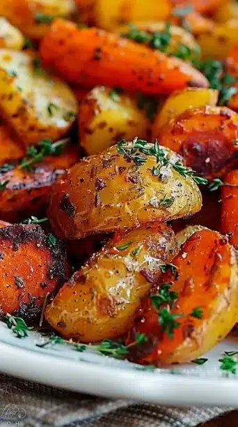 Roasted Potatoes Carrots Herbs