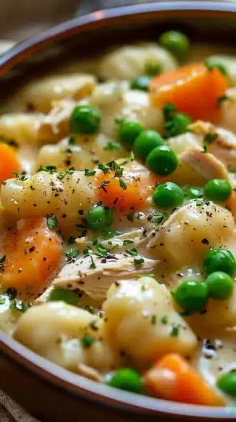 Savory one pot gnocchi chicken pot pie, ideal for a quick weeknight dinner.
