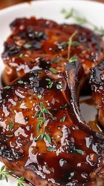 Slow Cooker Balsamic Glazed Pork Chops