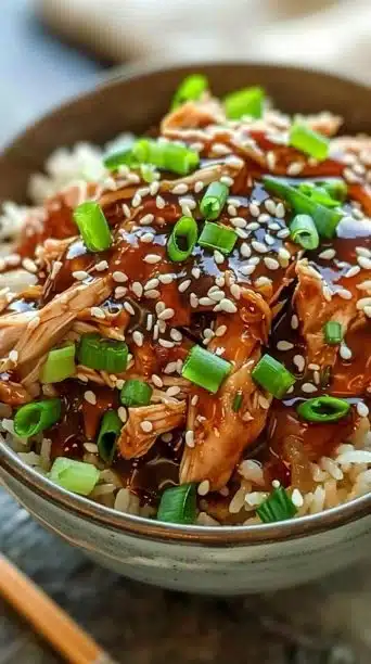 Slow Cooker Chicken Teriyaki Bowls with tender chicken and vegetables