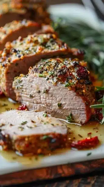 Slow Cooker Herb Crusted Beef Tenderloin With Creamy Dijon And Herb Sauce
