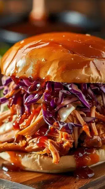 Slow Cooker Pulled Chicken with Cabbage Slaw