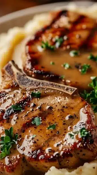 Deliciously seasoned slow cooker ranch pork chops ready to serve.