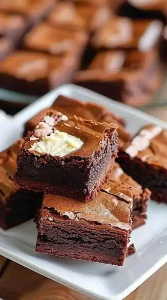 Delicious S'mores brownies with chocolate, graham crackers, and toasted marshmallows.