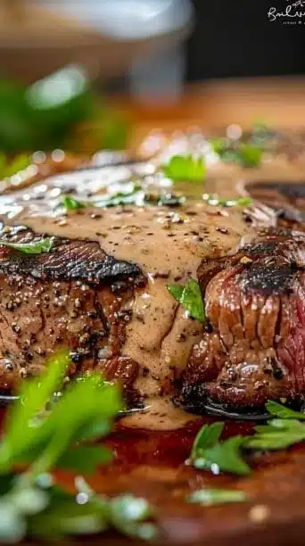 Steak With Bourbon Garlic Cream Sauce Recipe