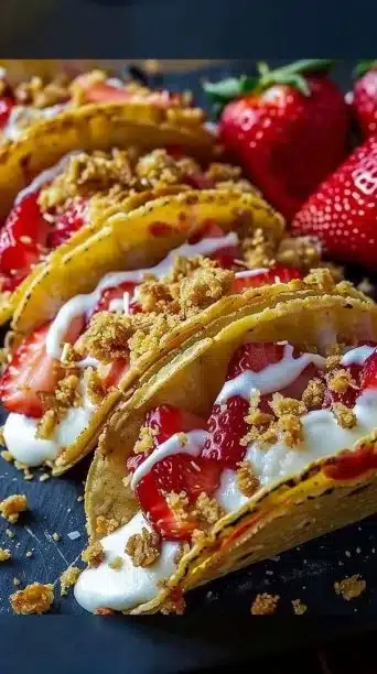 Strawberry Crunch Cheesecake Tacos