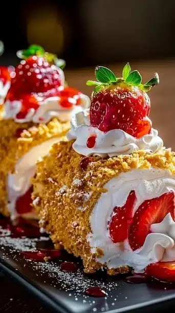 Strawberry Shortcake Cheesecake Sushi Rolls