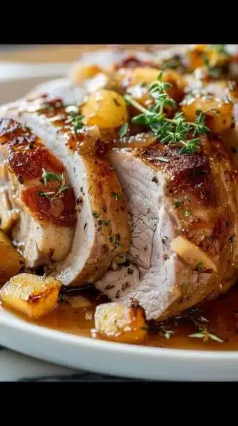 Stuffed Beef Tenderloin With Apple Bourbon Gravy