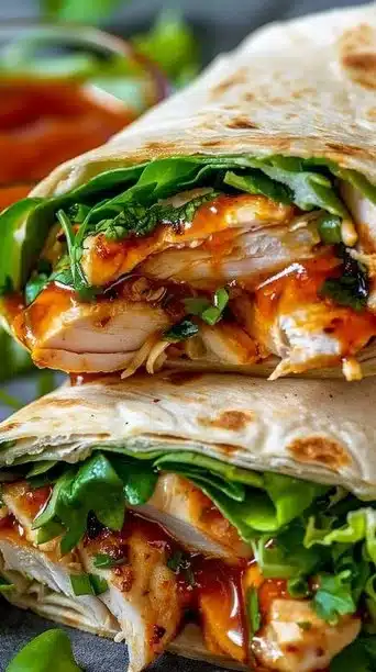 Sweet chili chicken wraps with fresh ingredients and vibrant flavors