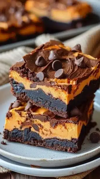 Delicious sweet potato cheesecake brownies topped with a creamy layer.