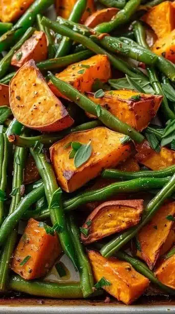 Sweet Potato Green Bean Tray Bake Recipe
