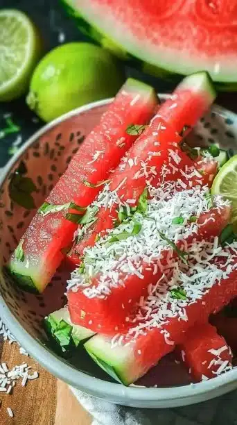 Watermelon Fries with Coconut Lime Dip