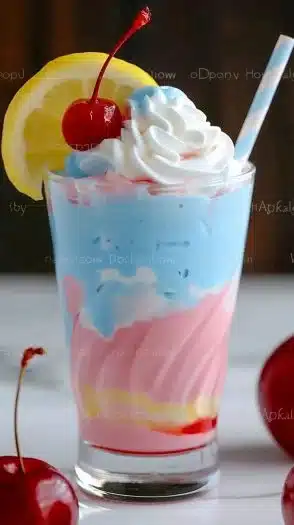 A vibrant bowl of Whipped Kool-Aid dessert served with colorful sprinkles