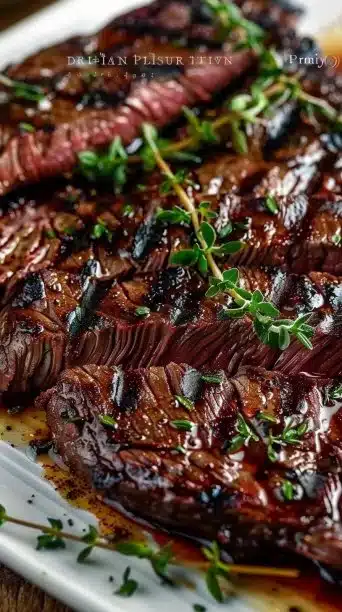 Zesty skirt steak marinated in orange juice ready for grilling