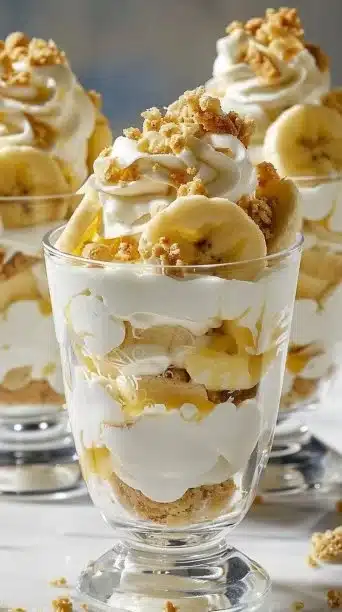 Banana Cream Cottage Whip Cups – Light, Creamy, High-Protein Dessert