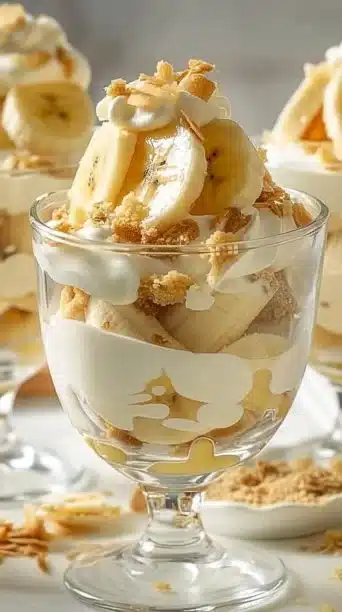 Banana Cream Cottage Whip Cups – Light, Creamy, High-Protein Dessert