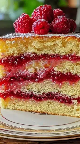 Lemon Curd & Raspberry Drizzle Cake