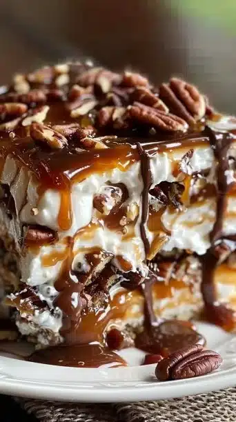 No Bake Turtle Lasagna Dessert Recipe