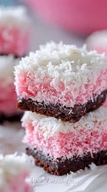 Pink Coconut Snowball Cake Bars