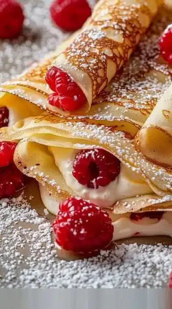 Raspberry Vanilla Cream Crepes Light Fluffy Sweetly Decadent