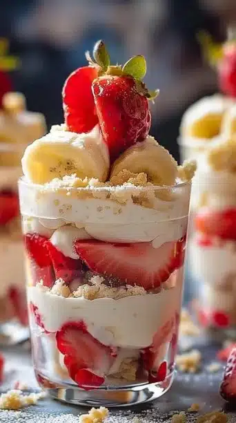 Strawberry Banana Cream Layer Cups – A Dreamy, Fresh, No-Bake Dessert You’ll Want Every Single Week