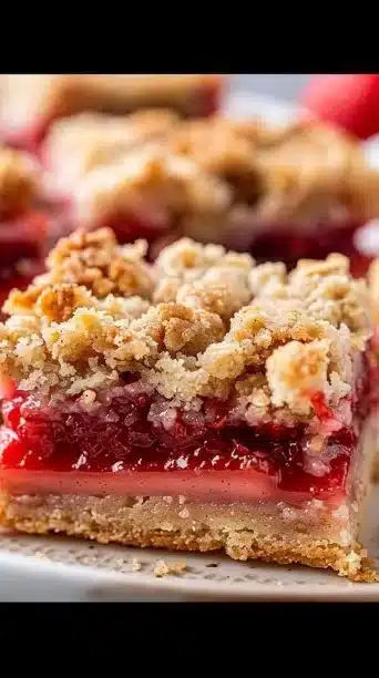 Strawberry Rhubarb Crumble Bars