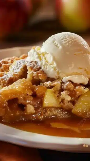 Warm Caramel Apple Dump Cake with a Buttery Crust