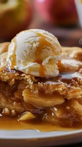 Warm Caramel Apple Dump Cake with a Buttery Crust